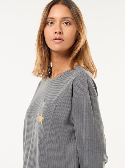 Ensemble pyjama long en maille - 2 pièces - Kiabi