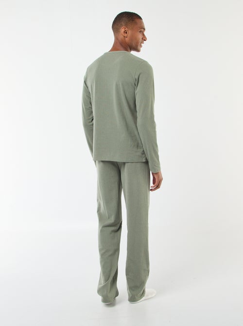 Ensemble pyjama long en maille - 2 pièces - Kiabi