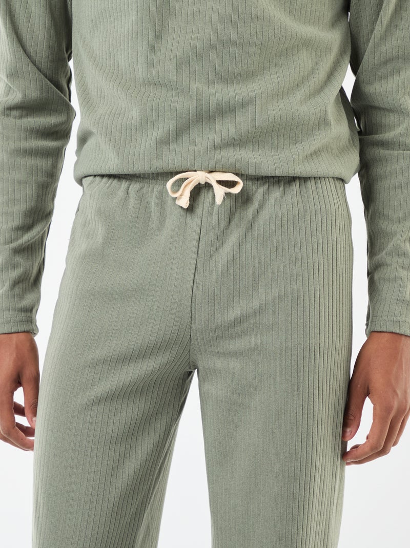 Ensemble pyjama long en maille - 2 pièces Kaki - Kiabi