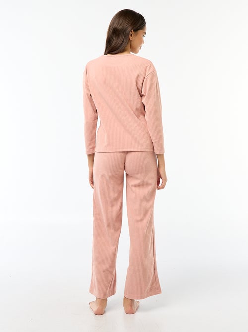 Ensemble pyjama long en maille - 2 pièces - Kiabi