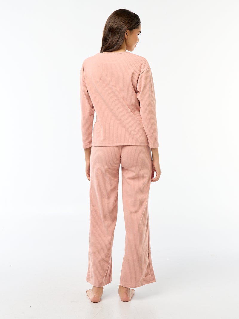 Ensemble pyjama long en maille - 2 pièces Rose - Kiabi