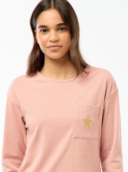 Ensemble pyjama long en maille - 2 pièces - Kiabi