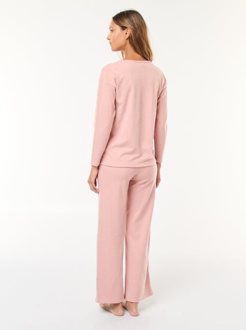 Ensemble pyjama long en maille - 2 pièces - Kiabi