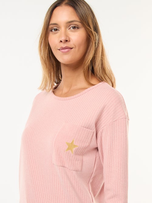 Ensemble pyjama long en maille - 2 pièces - Kiabi