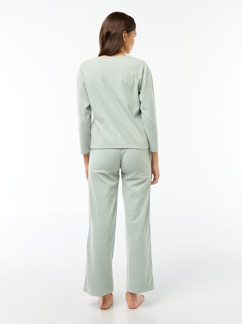 Ensemble pyjama long en maille - 2 pièces - Kiabi