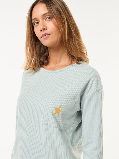 Ensemble pyjama long en maille - 2 pièces - Kiabi