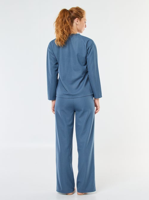 Ensemble pyjama long en maille gaufrée - 2 pièces - Kiabi