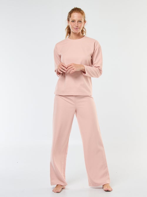 Ensemble pyjama long en maille gaufrée - 2 pièces - Kiabi