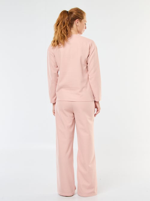 Ensemble pyjama long en maille gaufrée - 2 pièces - Kiabi