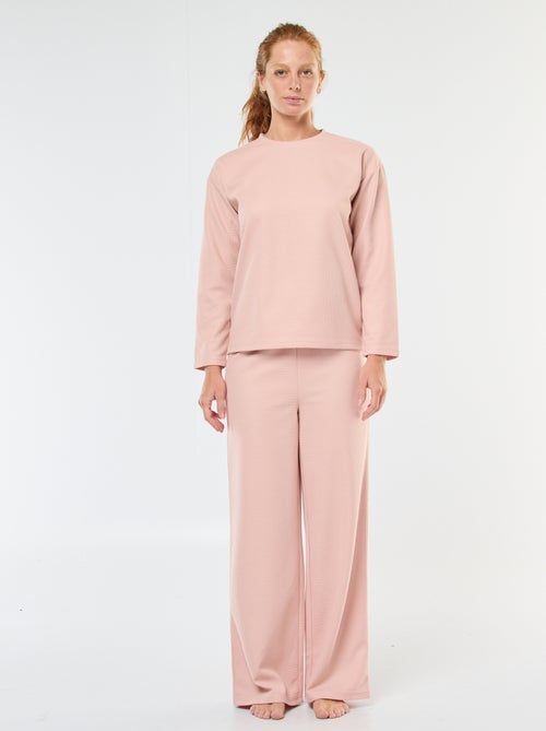 Ensemble pyjama long en maille gaufrée - 2 pièces - Kiabi