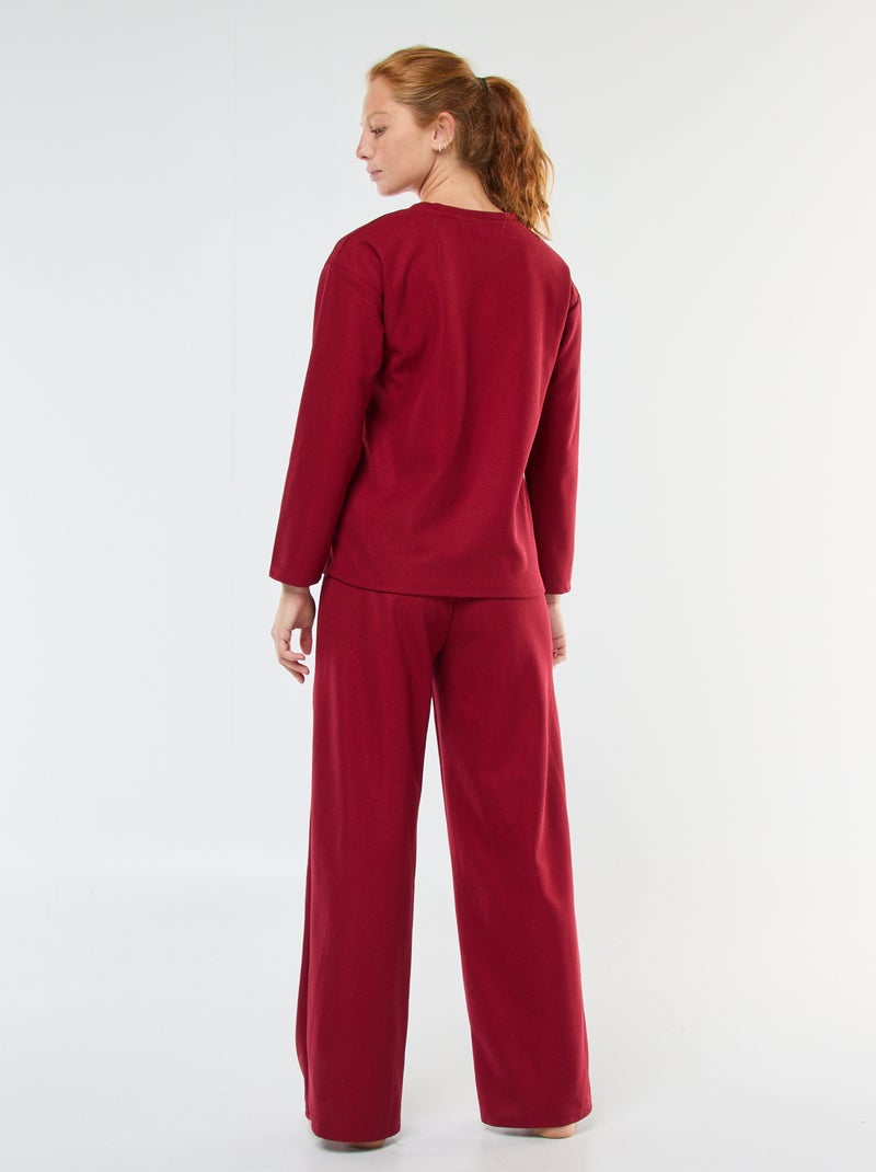 Ensemble pyjama long en maille gaufrée - 2 pièces Rouge - Kiabi
