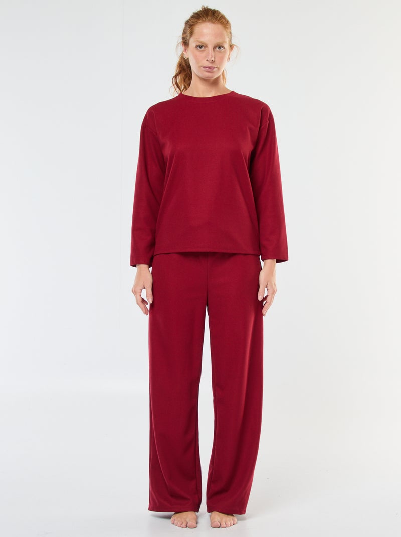 Ensemble pyjama long en maille gaufrée - 2 pièces Rouge - Kiabi