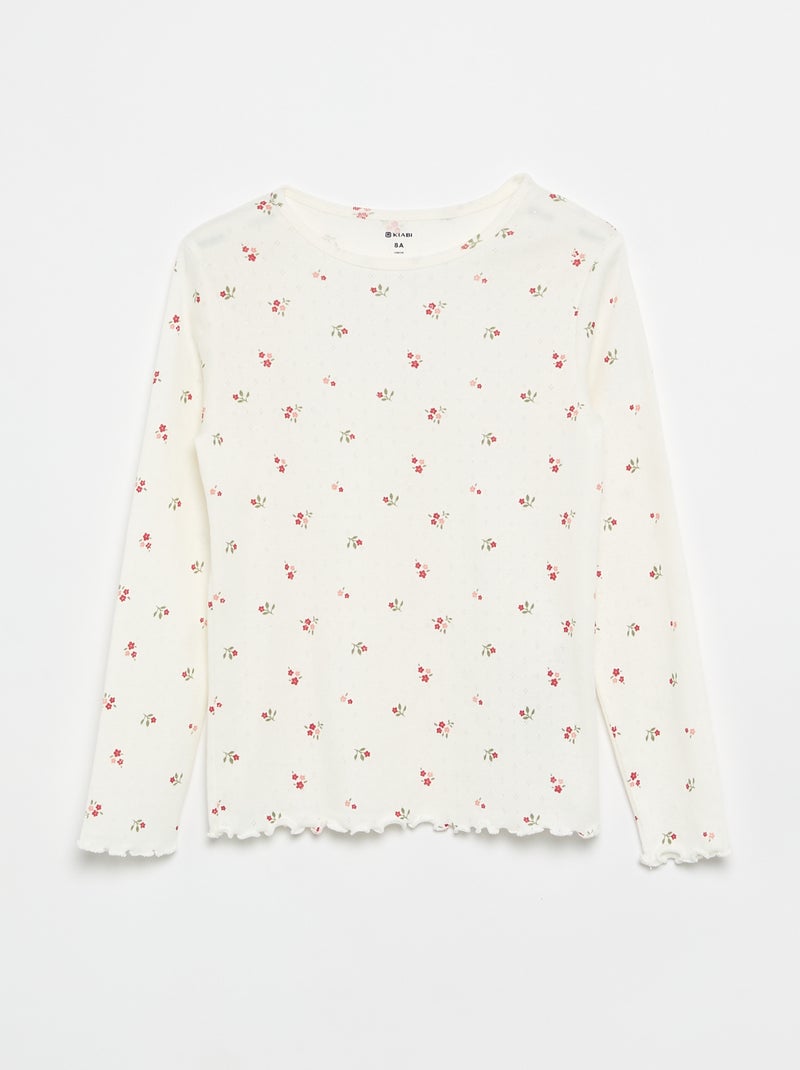 Ensemble pyjama long en maille pointelle - 2 pièces Blanc - Kiabi