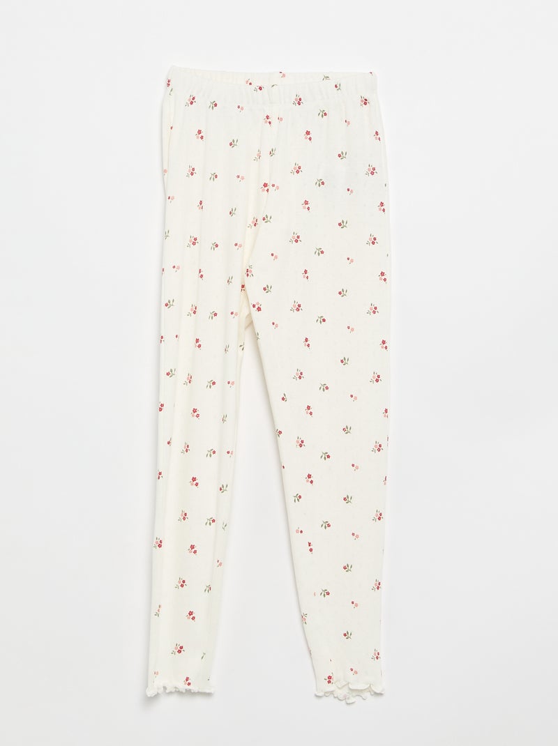 Ensemble pyjama long en maille pointelle - 2 pièces Blanc - Kiabi