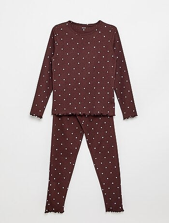 Ensemble pyjama long en maille pointelle - 2 pièces