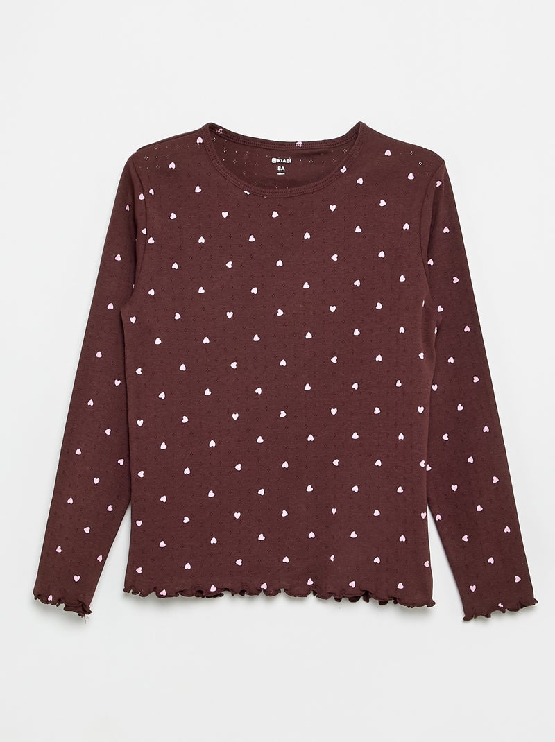 Ensemble pyjama long en maille pointelle - 2 pièces Marron - Kiabi
