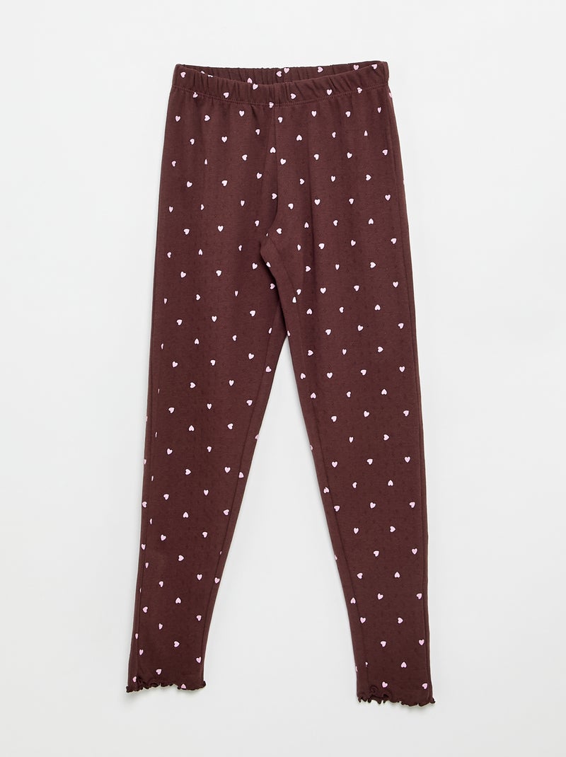 Ensemble pyjama long en maille pointelle - 2 pièces Marron - Kiabi