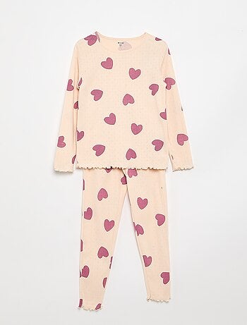 Ensemble pyjama long en maille pointelle - 2 pièces