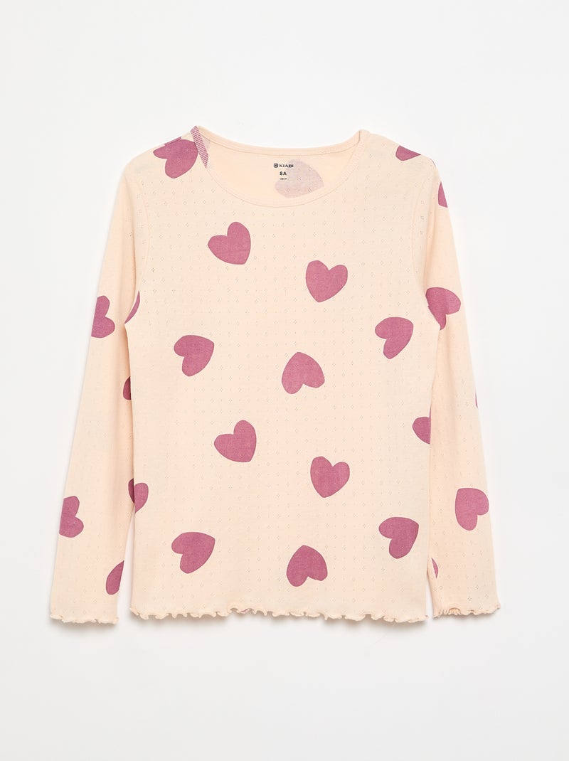 Ensemble pyjama long en maille pointelle - 2 pièces Rose - Kiabi