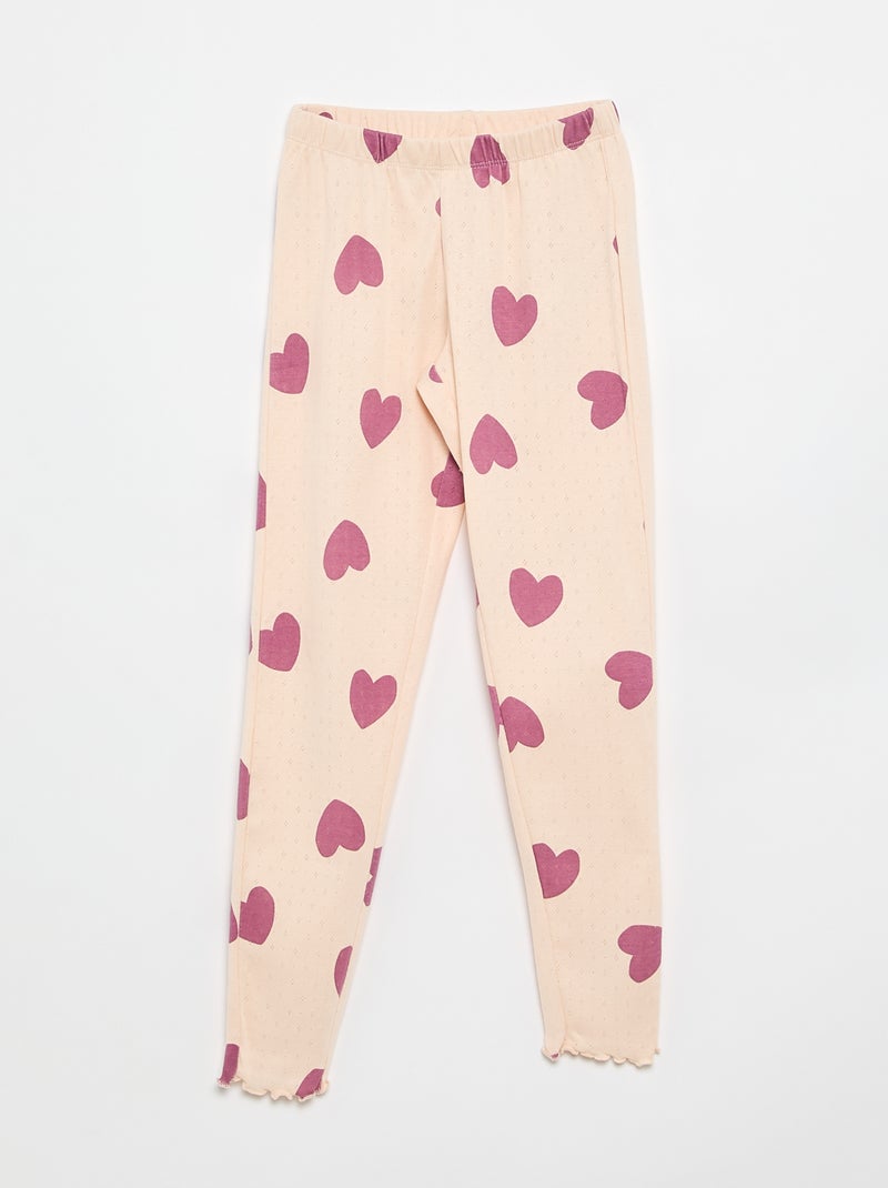 Ensemble pyjama long en maille pointelle - 2 pièces Rose - Kiabi