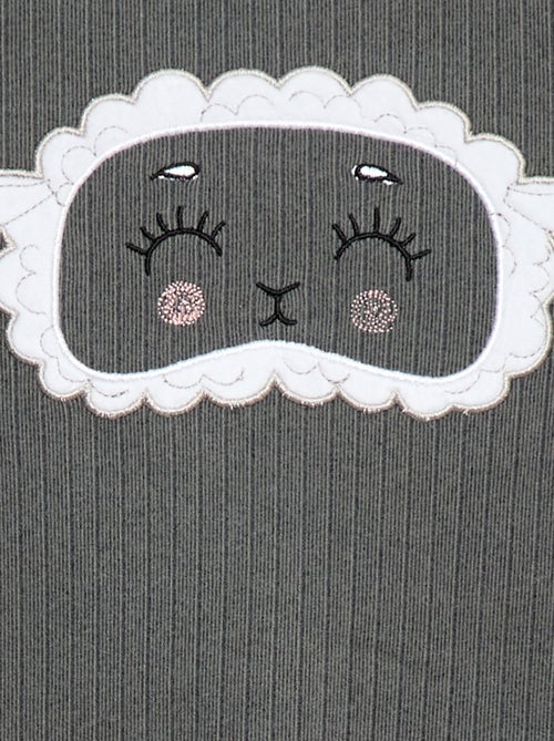 Ensemble pyjama long en matière douce et côtelée  t-shirt + pantalon - 2 pièces - Kiabi