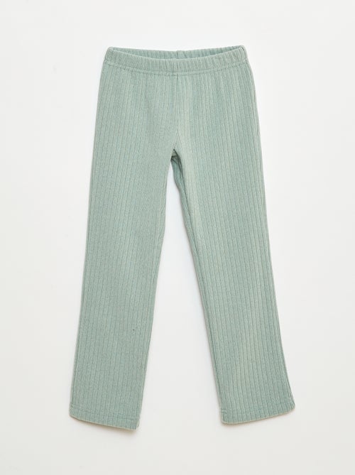 Ensemble pyjama long en matière douce et côtelée  t-shirt + pantalon - 2 pièces - Kiabi