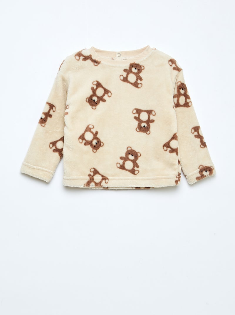 Ensemble pyjama long en polaire - 2 pièces Beige - Kiabi