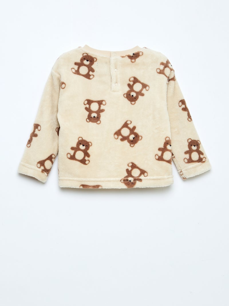 Ensemble pyjama long en polaire - 2 pièces Beige - Kiabi