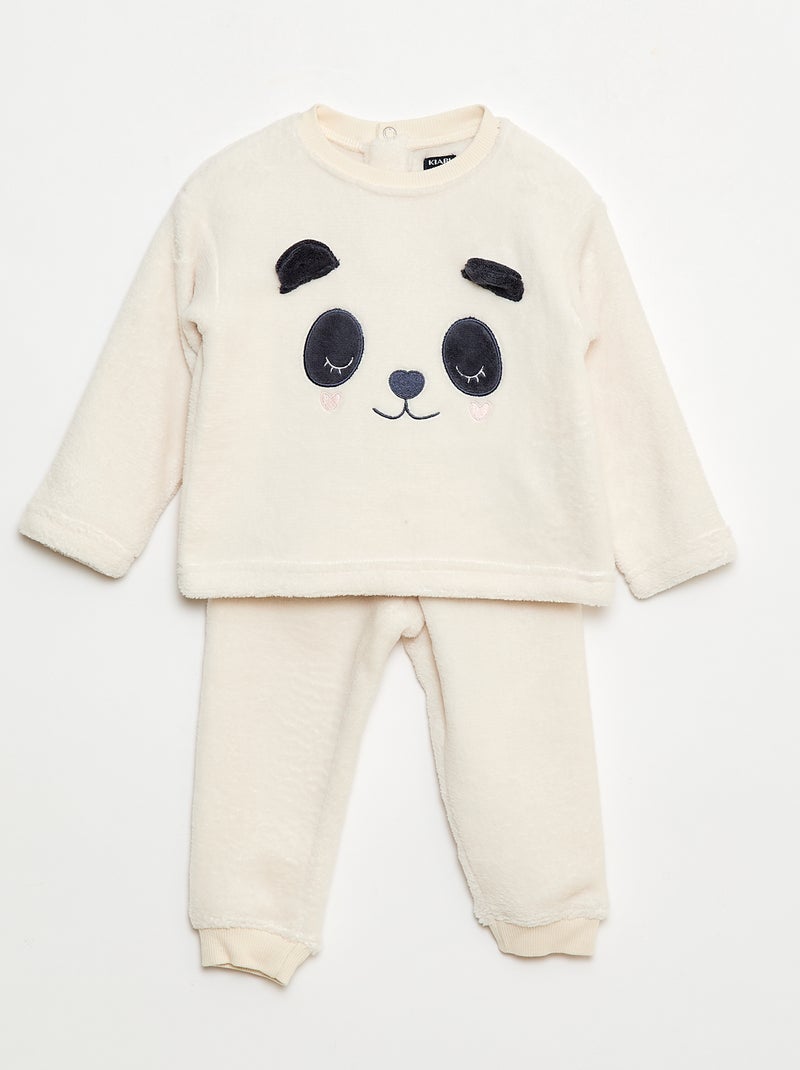 Ensemble pyjama long en polaire - 2 pièces Blanc - Kiabi