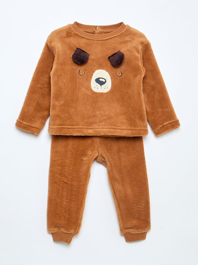 Ensemble pyjama long en polaire - 2 pièces Marron - Kiabi
