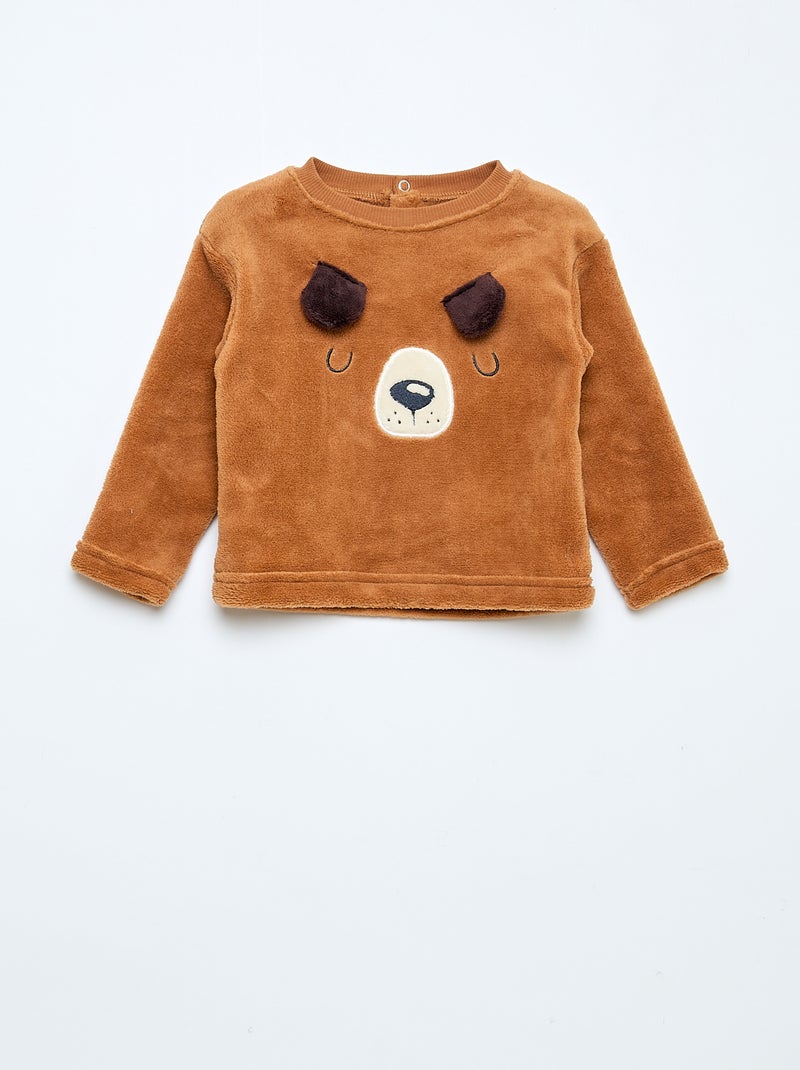 Ensemble pyjama long en polaire - 2 pièces Marron - Kiabi