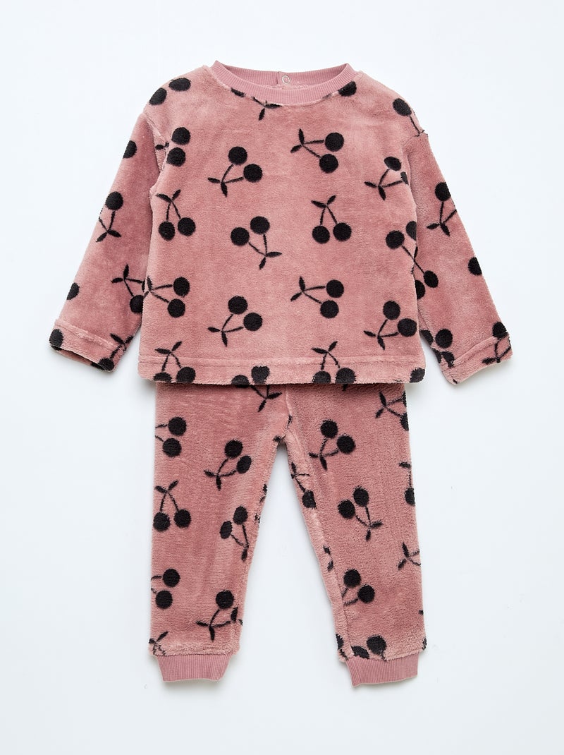 Ensemble pyjama long en polaire - 2 pièces Rose - Kiabi