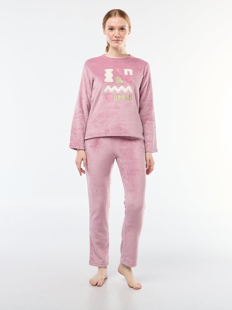 Ensemble pyjama long en polaire - 2 pièces Rose - Kiabi