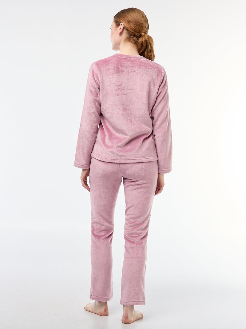 Ensemble pyjama long en polaire - 2 pièces Rose - Kiabi