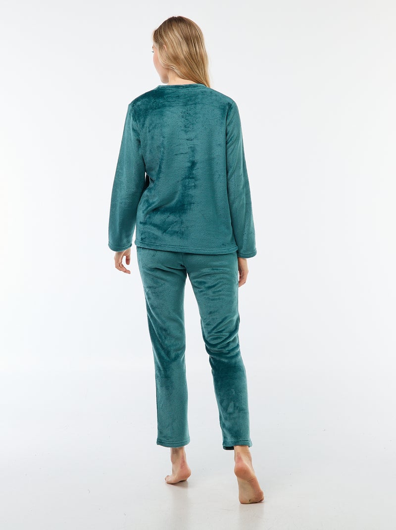 Ensemble pyjama long en polaire - 2 pièces Vert - Kiabi