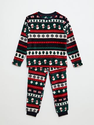 Ensemble pyjama long en polaire 'Noël' - 2 pièces