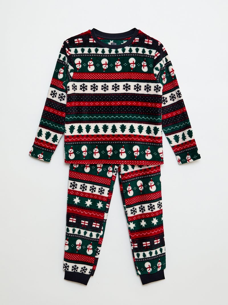 Ensemble pyjama long en polaire 'Noël' - 2 pièces Bleu - Kiabi