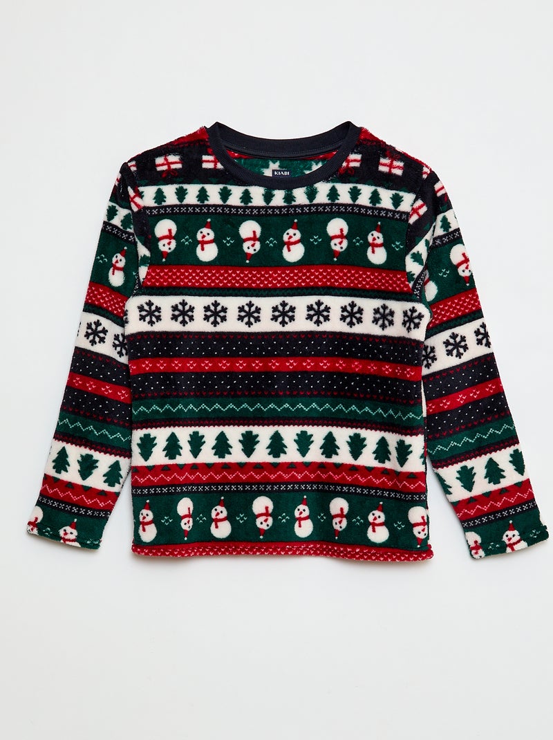 Ensemble pyjama long en polaire 'Noël' - 2 pièces Bleu - Kiabi