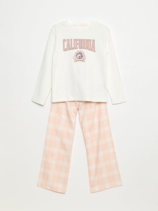 Ensemble pyjama long en polaire t-shirt + pantalon - 2 pièces