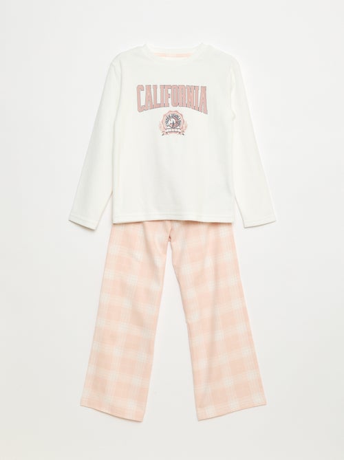 Ensemble pyjama long en polaire t-shirt + pantalon - 2 pièces - Kiabi