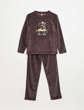 Ensemble pyjama long en velours - 2 pièces