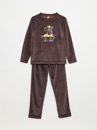 Ensemble pyjama long en velours - 2 pièces