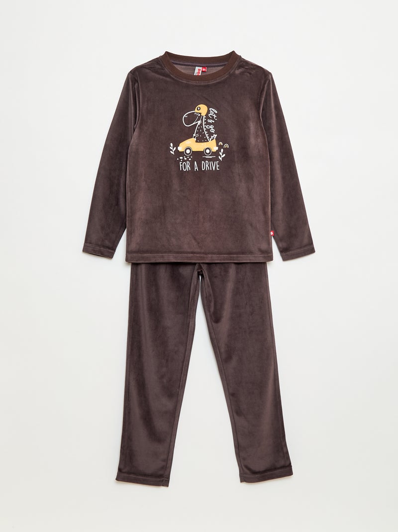 Ensemble pyjama long en velours - 2 pièces Gris - Kiabi