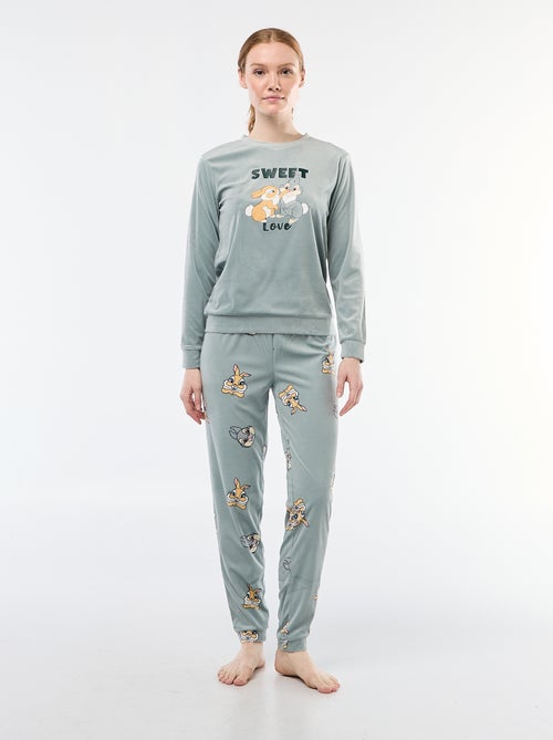 Ensemble pyjama long en velours 'Pampan' 'Disney' - 2 pièces - Kiabi