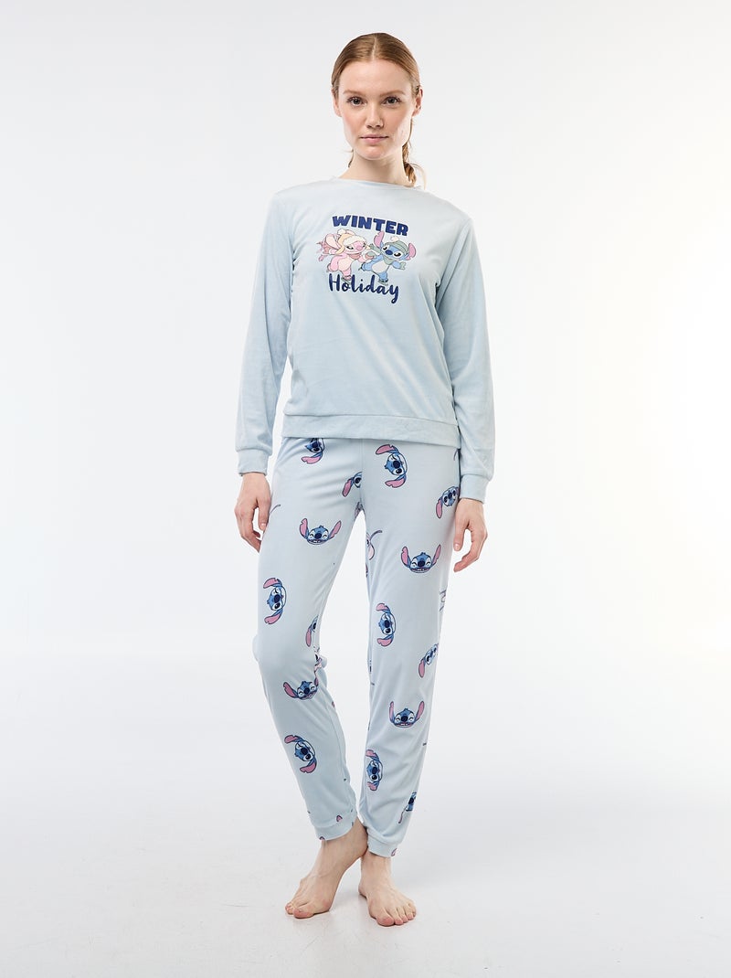 Ensemble pyjama long en velours 'Stitch' 'Disney' - 2 pièces Bleu - Kiabi