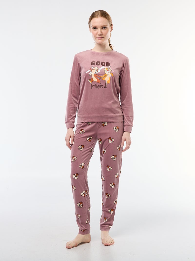 Ensemble pyjama long en velours 'Tic Tac' 'Disney' - 2 pièces Violet - Kiabi