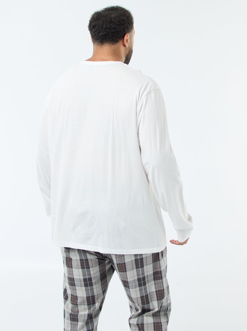 Ensemble pyjama long esprit Noël - 2 pièces Blanc/gris - Kiabi