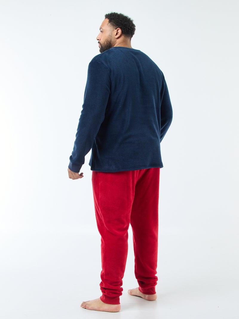 Ensemble pyjama long esprit Noël - 2 pièces Bleu/rouge - Kiabi