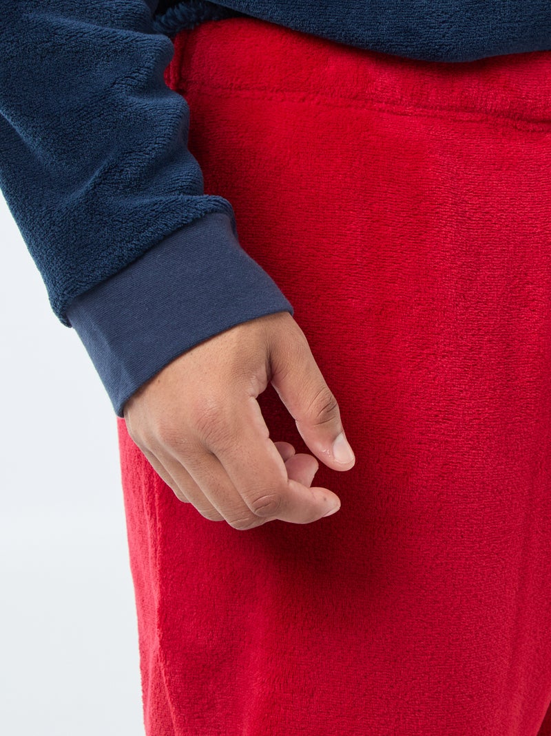 Ensemble pyjama long esprit Noël - 2 pièces Bleu/rouge - Kiabi