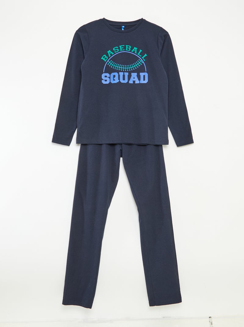 Ensemble pyjama long fantaisie - 2 pièces Bleu - Kiabi
